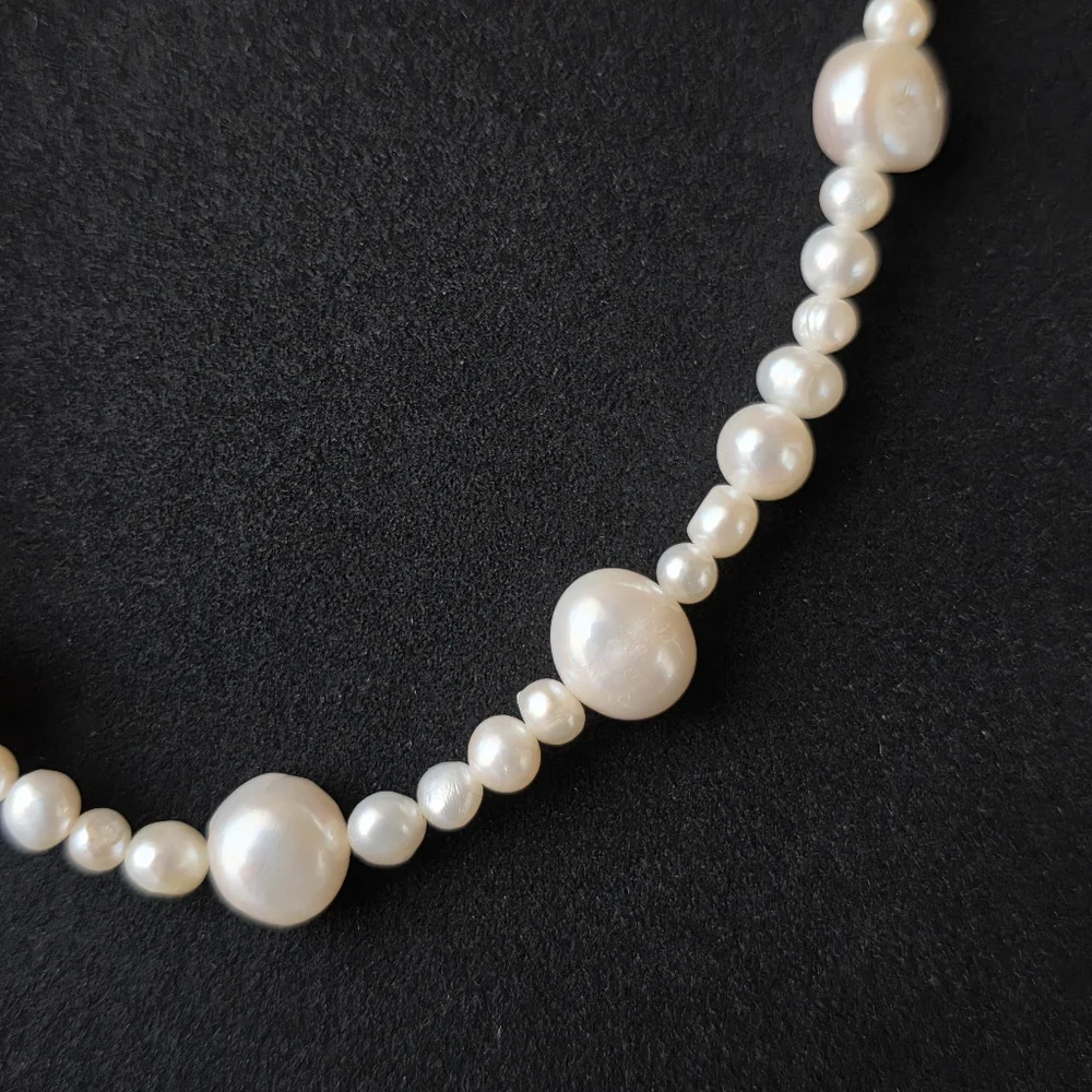Vintage Baroque Pearl Necklace 925 Sterling Silver Signed CGI CN